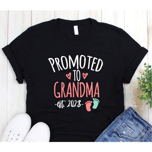 Promoted to Grandma 2023 again, Cute Baby Announcement, Baby Announcement, Grandma To Be, New Grandma Shirt