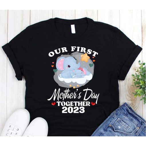 Funny Our First Mother's Day Together Elephant Family Matching T-Shirt