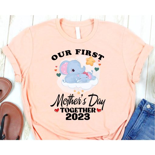 Funny Our First Mother's Day Together Elephant Family Matching T-Shirt