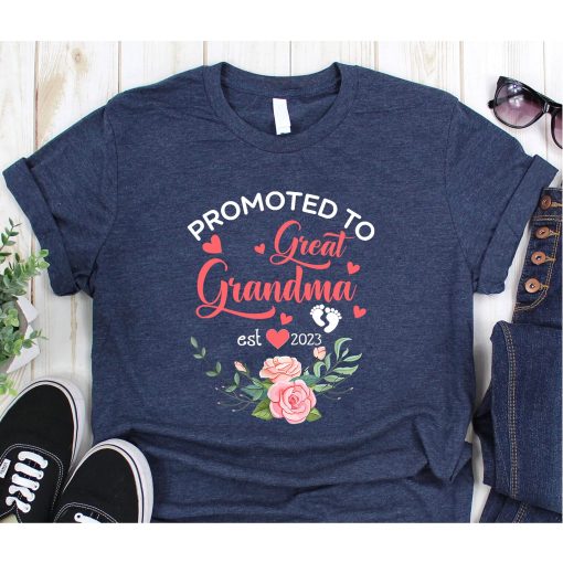 Promoted To Grandma Est 2023 Women Floral First Time Grandma, Best Grandpa Ever, First Time Grandpa Tee, Baby Reveal Grandma Est 2023