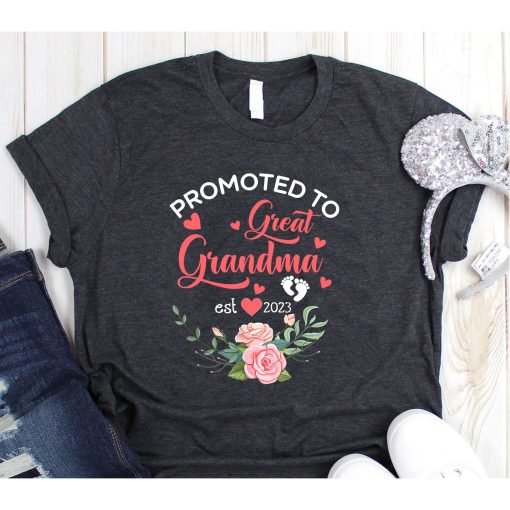 Promoted To Grandma Est 2023 Women Floral First Time Grandma, Best Grandpa Ever, First Time Grandpa Tee, Baby Reveal Grandma Est 2023