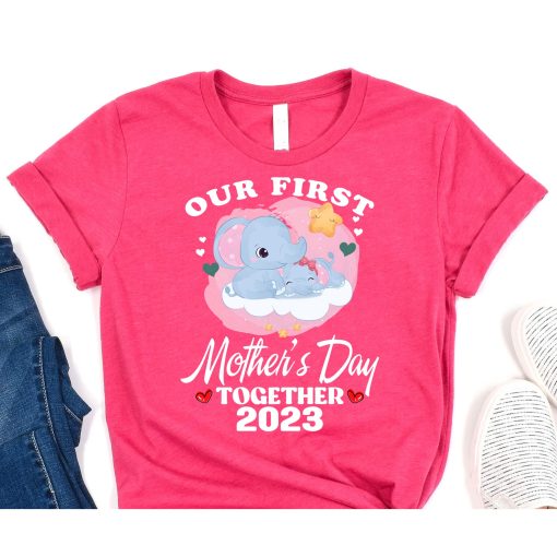 Funny Our First Mother's Day Together Elephant Family Matching T-Shirt