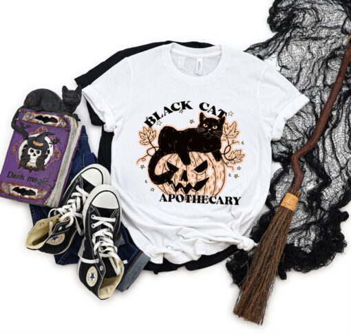 Halloween Boo Shirt,Black Cat Apothecary Shirt,Halloween Party,Halloween shirt,Hocus Pocus Shirt