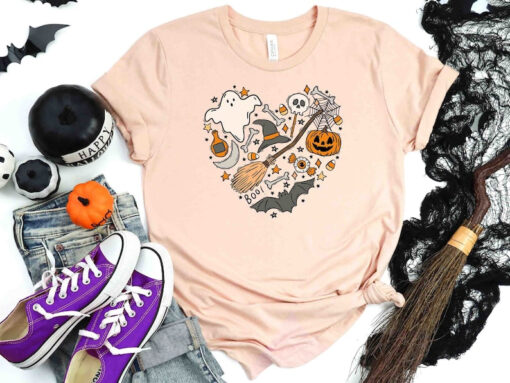 Halloween Doodles Shirt , Halloween Shirt, Cute Halloween Theme Shirt, Happy Halloween Shirt