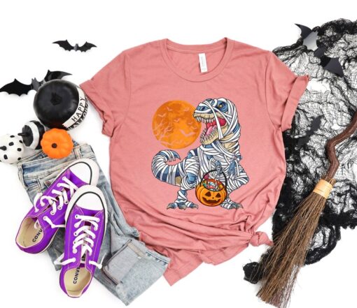 Halloween shirts, for Boys Kids Dinosaur Skeleton T rex Scary T-Shirt, Spooky Saurus Rex Shirt, Cute Halloween shirt