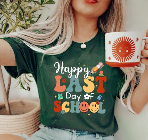 Happy Last Day Of School Groovy Shirt, Summer Break Shirt, Teacher Shirt, End of School Shirt