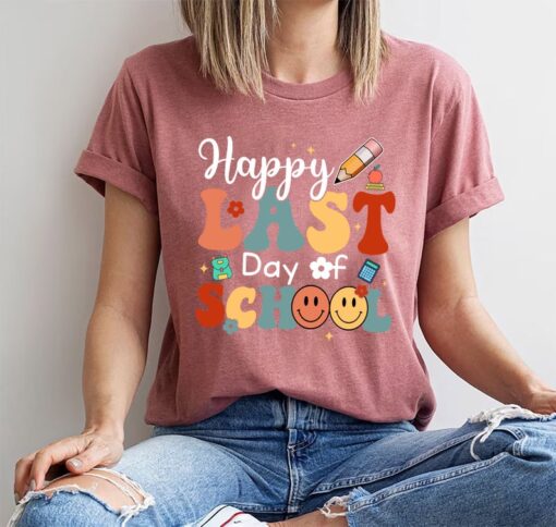 Happy Last Day Of School Groovy Shirt, Summer Break Shirt, Teacher Shirt, End of School Shirt