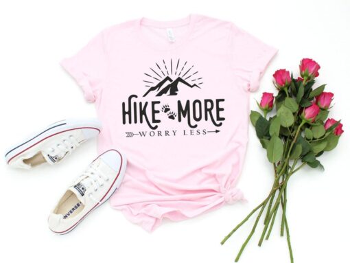 Hiking Shirt, Hike More Worry Less Ladies' Unisex T-shirt, Adventure Camping Shirt, Outdoors