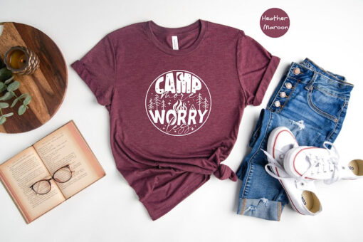 Hiking T-shirt, Camp More Worry Less Shirt, Adventure Lover Tee, Gift for Camper, Adventure Shirt