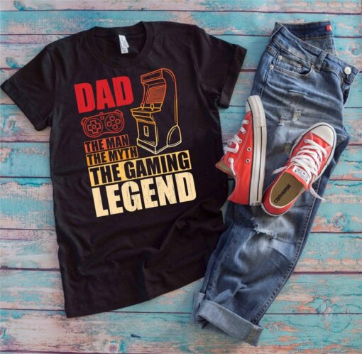 Gamer Dad Shirt | Dad The Man The Myth The Gaming Legend | Vintage Father's Day Gift For Video Game Lovers