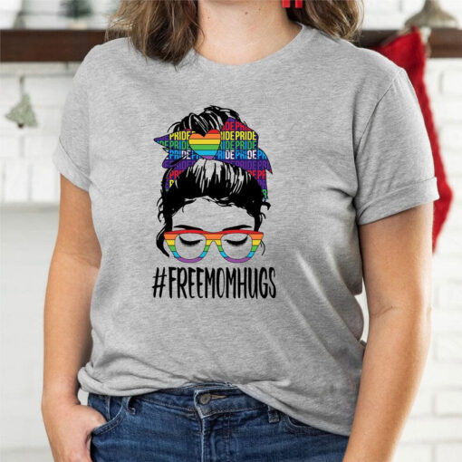 LGBTQ Ally Shirt, Free Mom Hugs Shirt, LGBTQ Gay Pride Flag Ally Supportive Caring Moms Shirt