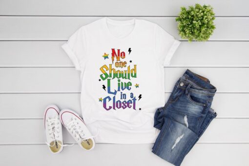 LGBTQ Ally Shirt, No One Should Live In A Closet Shirt,Gay Pride Rainbow TShirt,Pride Month Gift