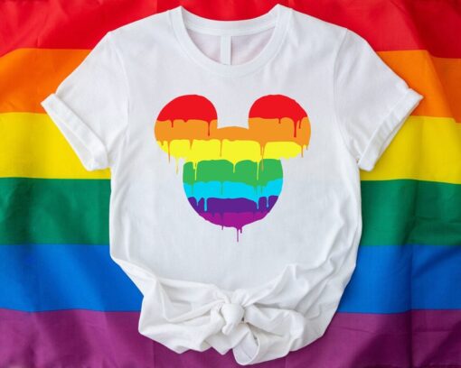 LGBTQ Ally Shirt, Rainbow Mickey Disney Shirt,Gay Pride Love Shirt,LGBTQ Shirt,Melting Mickey Head T-Shirt