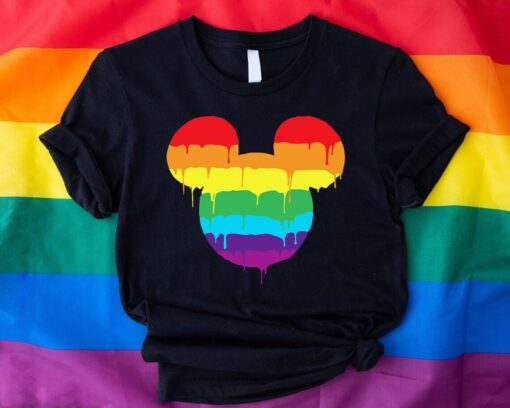 LGBTQ Ally Shirt, Rainbow Mickey Disney Shirt,Gay Pride Love Shirt,LGBTQ Shirt,Melting Mickey Head T-Shirt