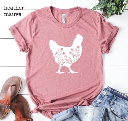 Livestock Floral Chicken Shirt, Chicken T-Shirt, Farm Shirt, Farm Tees, Hen Shirt, Womens Fall Shirt