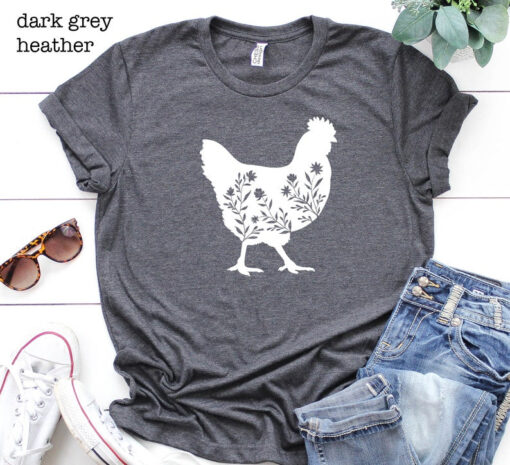 Livestock Floral Chicken Shirt, Chicken T-Shirt, Farm Shirt, Farm Tees, Hen Shirt, Womens Fall Shirt