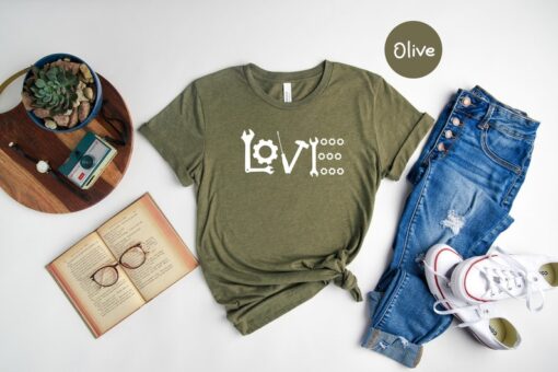 Love Sign Mechanic Shirt, Engineer T-Shirt, Diesel Mechanic Shirt, Gift for Mechanic, Dad Mechanic Shirt