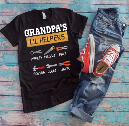 Grandfather Shirt | Grandpa's Lil Helpers | Personalized Grandkids Names Father's Day Gift