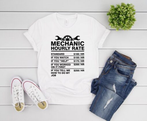 Mechanic Dad Shirt, Mechanic Hourly Rate Shirt, Mechanic Gift, Gifts for Mechanics, Mechanic T-Shirt, Car Mechanic