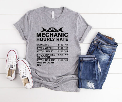 Mechanic Dad Shirt, Mechanic Hourly Rate Shirt, Mechanic Gift, Gifts for Mechanics, Mechanic T-Shirt, Car Mechanic