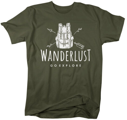 Men's Hipster Wanderlust Shirt Hiking T-Shirt Backpack Go Explore Vintage Wanderlust T Shirt