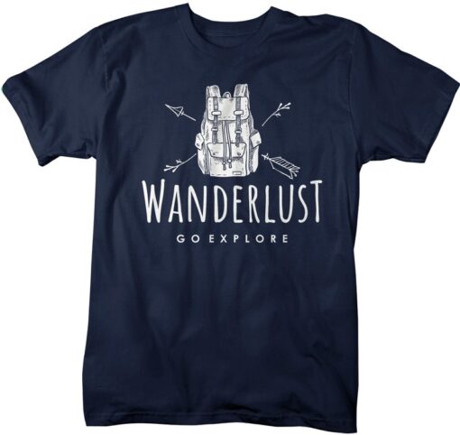 Men's Hipster Wanderlust Shirt Hiking T-Shirt Backpack Go Explore Vintage Wanderlust T Shirt