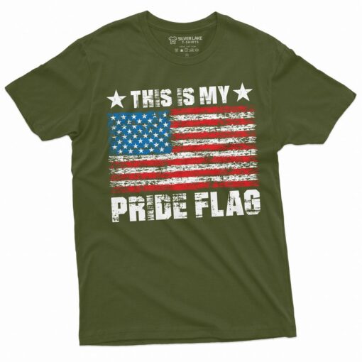 Men's This is my pride flag T-shirt Patriotic USA American Flag 4th of July Independence day Father's day Gift Tee Shirt