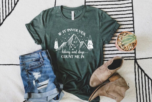 Mountain Shirt, Outdoors T-Shirt, Hiking Gifts, Hiking With Dogs Shirt, Dog Lover Gift Tee