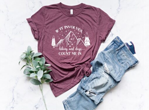 Mountain Shirt, Outdoors T-Shirt, Hiking Gifts, Hiking With Dogs Shirt, Dog Lover Gift Tee