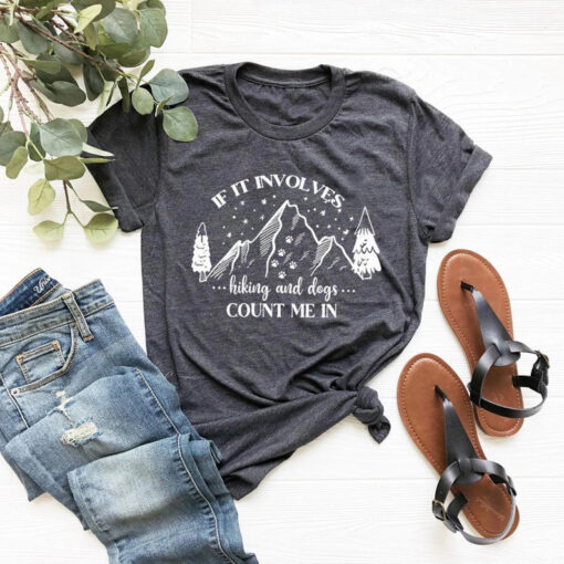 Mountain Shirt, Outdoors T-Shirt, Hiking Gifts, Hiking With Dogs Shirt, Dog Lover Gift Tee