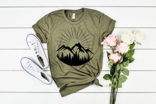 Mountains Shirt, Sunny Mountain Hiking Shirt, Hiking Gifts