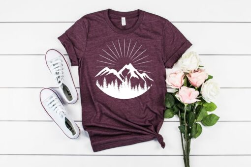 Mountains Shirt, Sunny Mountain Hiking Shirt, Hiking Gifts