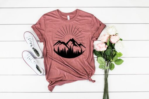 Mountains Shirt, Sunny Mountain Hiking Shirt, Hiking Gifts