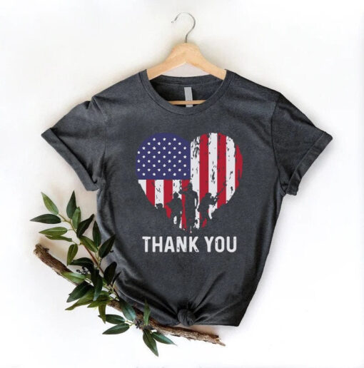 Patriotic American Flag Thank You Memorial Day Veteran T-Shirt