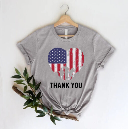 Patriotic American Flag Thank You Memorial Day Veteran T-Shirt