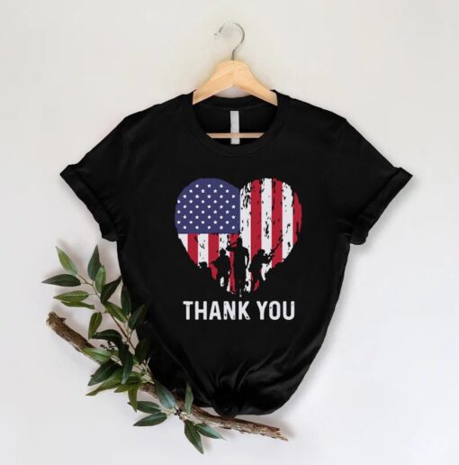 Patriotic American Flag Thank You Memorial Day Veteran T-Shirt