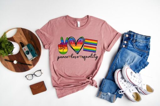 Peace Love Equality Shirt, Rainbow Flag Shirt, Gay Pride Shirt, Pride Month Shirt, Gay Rights Shirt