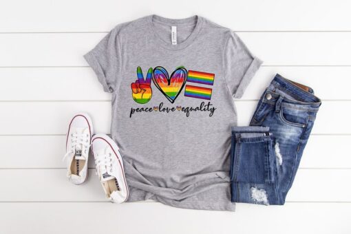 Peace Love Equality Shirt, Rainbow Flag Shirt, Gay Pride Shirt, Pride Month Shirt, Gay Rights Shirt