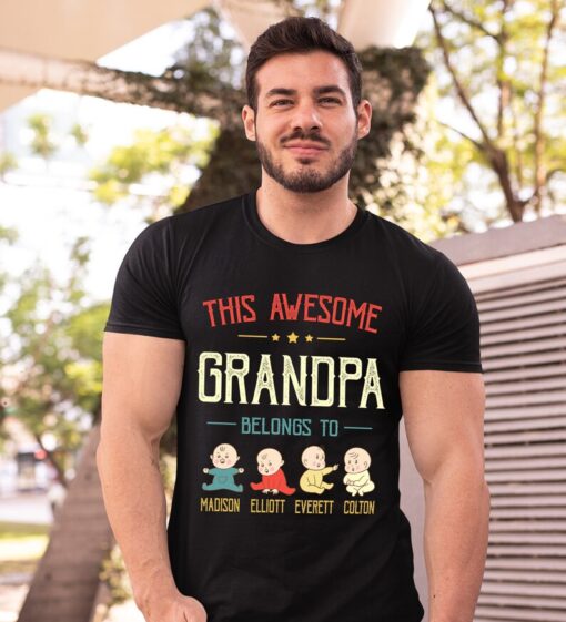 Personalized Grandpa Shirt, Grandpa Shirts For Men, This Awesome Grandpa Belongs To Shirt