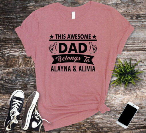 Personalized T-shirt, This Awesome Grandad Belongs To Custom Names,Mens Shirt,Kids Names,Personalized, Father’s Day, Christmas Day