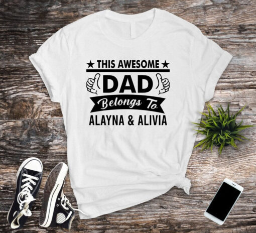 Personalized T-shirt, This Awesome Grandad Belongs To Custom Names,Mens Shirt,Kids Names,Personalized, Father’s Day, Christmas Day