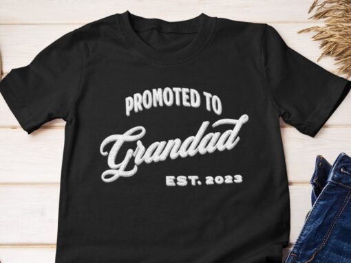 Promoted To Grandad Est. 2023 Shirt, Baby Announcement Tee For Grandfather, Fathers Day Gift