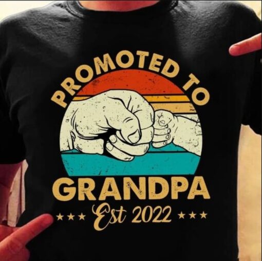 Promoted To Grandpa Est 2023 T-shirt, Papa With Kids Custom Year Shirt, 1st Father's Day Shirt