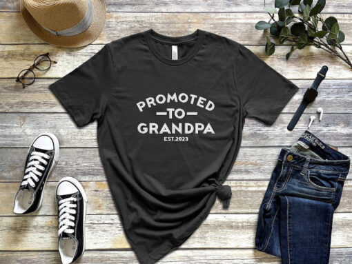 Promoted to grandpa EST 2023 shirt, Disney Pregnancy Shirt, Grandpa Shirt