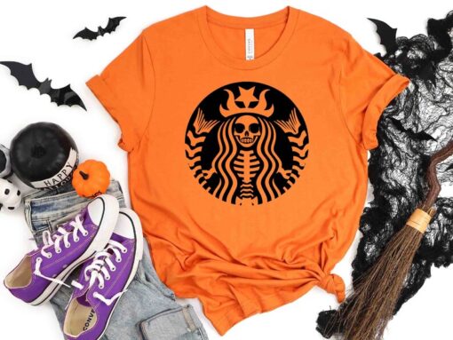 Skeleton Starbucks Inspired Shirt, Skeleton Shirt, Halloween Shirt, Halloween Funny Shirt, Halloween