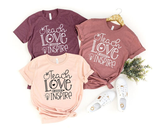 Teach Love Inspire Shirt, Teacher Gift, Teacher Shirt, Elementary School Teacher Shirt