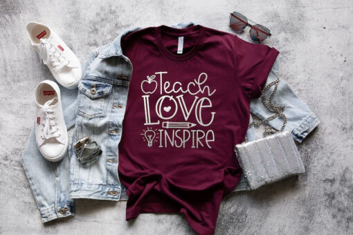 Teach Love Inspire Shirt, Teacher Gift, Teacher Shirt, Elementary School Teacher Shirt