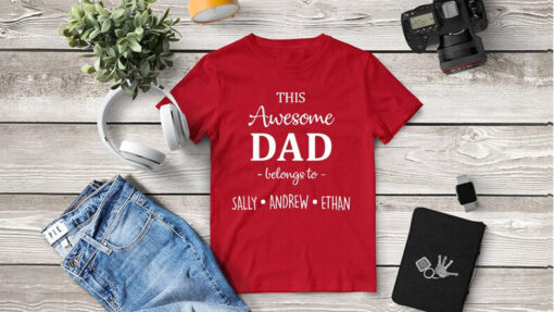 This Awesome Dad Belongs To, Custom Name Shirt,Funny Dad Shirt, Customized Christmas Gift,Personalized Dad Shirt