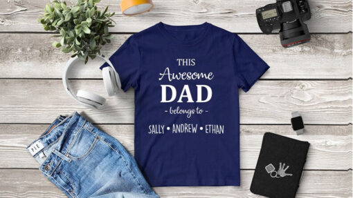 This Awesome Dad Belongs To, Custom Name Shirt,Funny Dad Shirt, Customized Christmas Gift,Personalized Dad Shirt