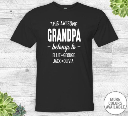 This Awesome Grandpa Belongs To Unisex Shirt, Grandpa Shirt, Grandpa Gift, Personalized Grandpa Shirt